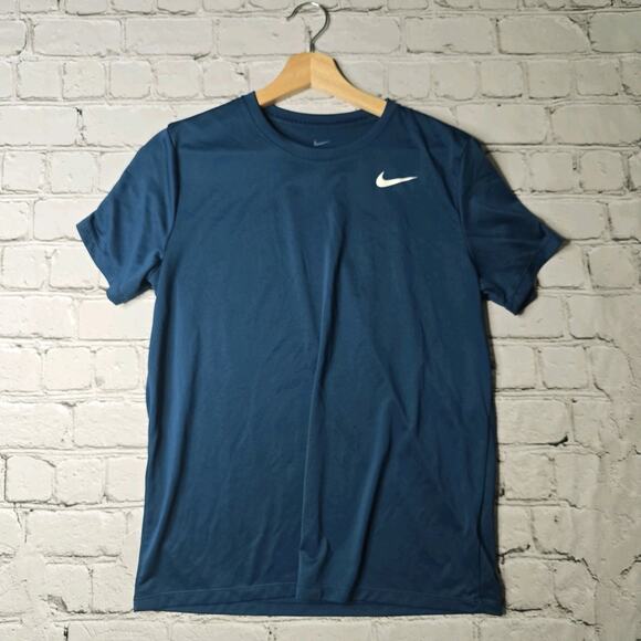Nike Dri Fit Womens Short Sleeve Blue Tee Short Sleeve Crew Neck Tshirt Size Med - Picture 1 of 12